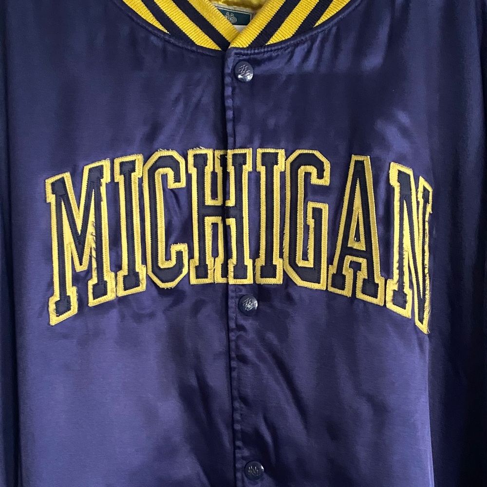 Mitchell & Ness Michigan Letterman Style Blue and Yellow Jacket - Picture 3 of 15